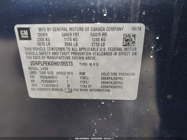 2GNFLFEKXH6105573 Chevrolet EQUINOX LT