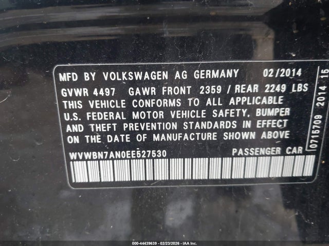 Продажа на аукционе авто 2014 Volkswagen Cc 2.0t R-line, vin: WVWBN7AN0EE527530, номер лота: 44439639