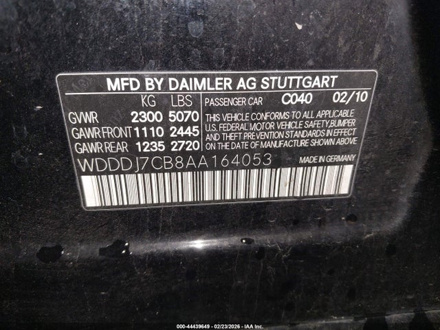 44439649 :رقم المزاد ، WDDDJ7CB8AA164053 vin ، 2010 Mercedes-benz Cls 550 مزاد بيع