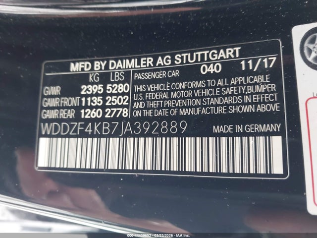 44439652 :رقم المزاد ، WDDZF4KB7JA392889 vin ، 2018 Mercedes-benz E 300 4matic مزاد بيع