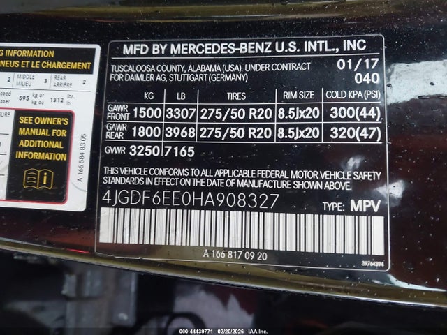 4JGDF6EE0HA908327 Mercedes-Benz Gls 450 4matic