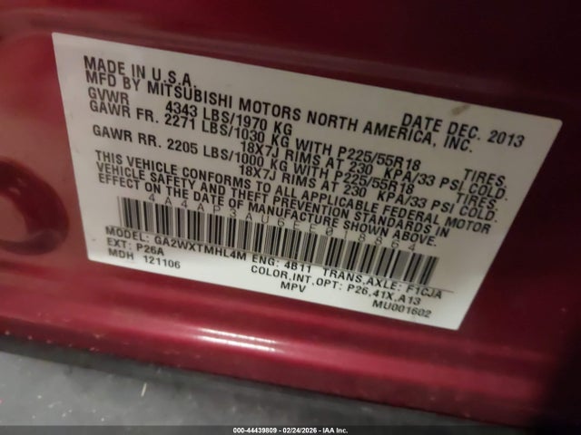 2014 MITSUBISHI OUTLANDER SPORT 4A4AP3AU6EE018864 Photo 8