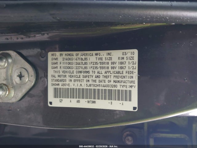 Aukcja sprzedaży 2010 Acura Rdx, vin: 5J8TB2H51AA003280, numer aukcji: 44439832