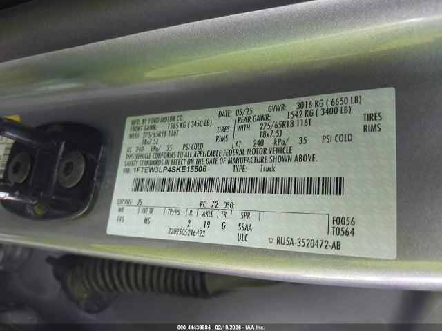 2025 FORD F-150 1FTEW3LP4SKE15506 Photo 8