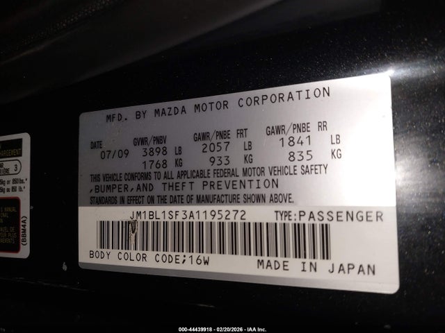 Aukcja sprzedaży 2010 Mazda Mazda3 I Touring, vin: JM1BL1SF3A1195272, numer aukcji: 44439918