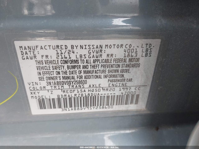 3N1AB8DV9SY258600 Nissan SENTRA SR