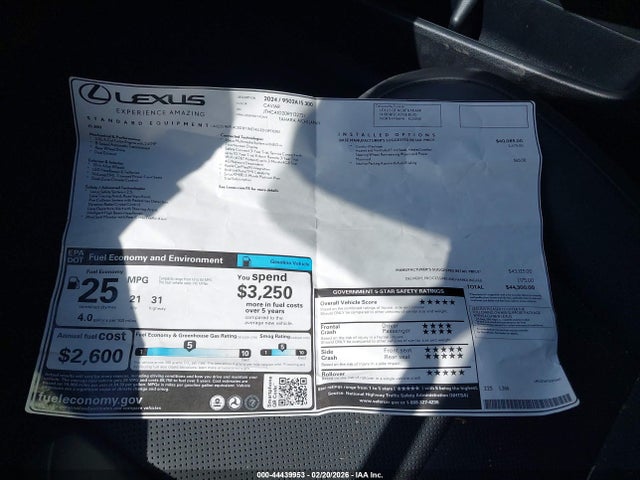 2024 Lexus Is 300 მანქანა იყიდება აუქციონზე, vin: JTHCA1D20R5132721, აუქციონის ნომერი: 44439953