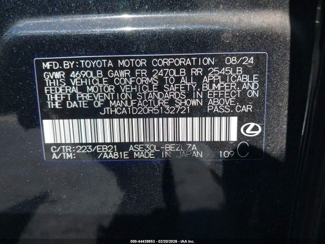 2024 Lexus Is 300 მანქანა იყიდება აუქციონზე, vin: JTHCA1D20R5132721, აუქციონის ნომერი: 44439953