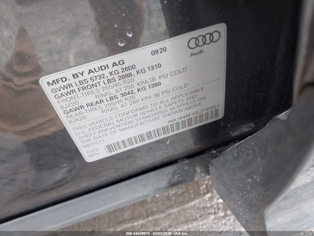 44439970 :رقم المزاد ، WA1B4AFY0L2123221 vin ، 2020 Audi Sq5 Premium Plus Tfsi Quattro Tiptronic مزاد بيع