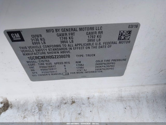 1GCRCNEH8GZ238078 Chevrolet Silverado 1500 Wt