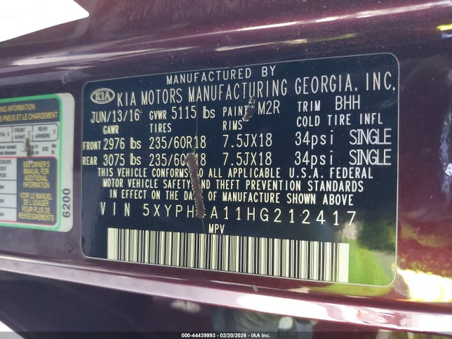 2017 KIA SORENTO 5XYPH4A11HG212417 Photo 8