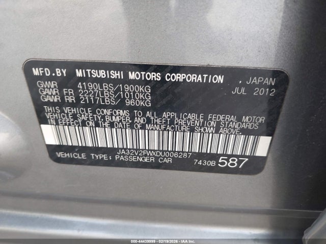 2013 MITSUBISHI LANCER JA32V2FWXDU006287 Photo 8