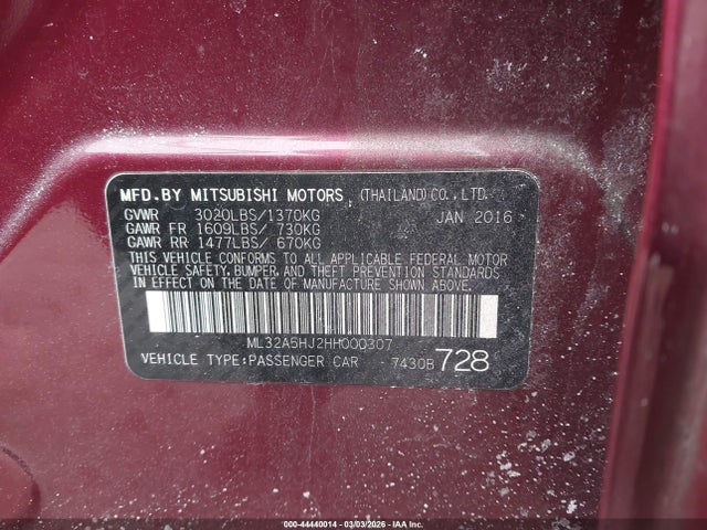 2017 MITSUBISHI MIRAGE ML32A5HJ2HH000307 Photo 8