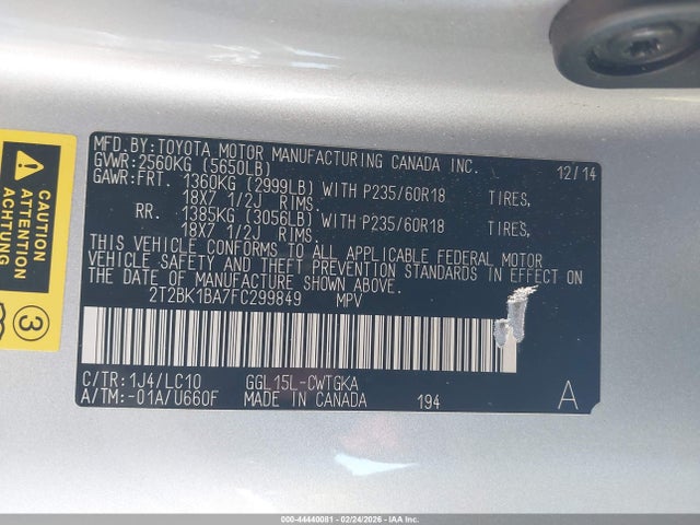Продаж на аукціоні авто 2015 Lexus Rx 350, vin: 2T2BK1BA7FC299849, номер лоту: 44440081