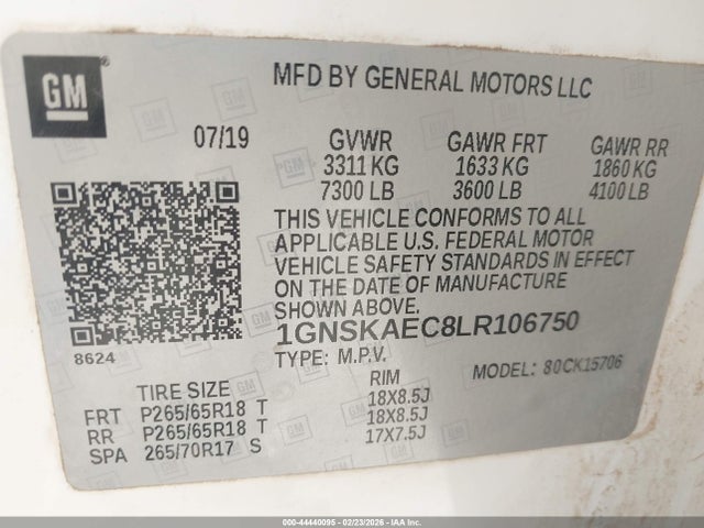 1GNSKAEC8LR106750 Chevrolet Tahoe 4wd Ls