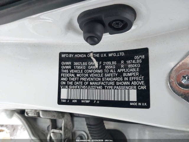 SHHFK7H51JU227440 Honda CIVIC EX