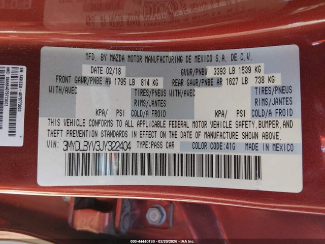 3MYDLBYV3JY322404 Toyota YARIS IA