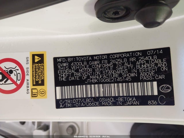 Aukcja sprzedaży 2014 Lexus Es 350, vin: JTHBK1GG6E2145145, numer aukcji: 44440210