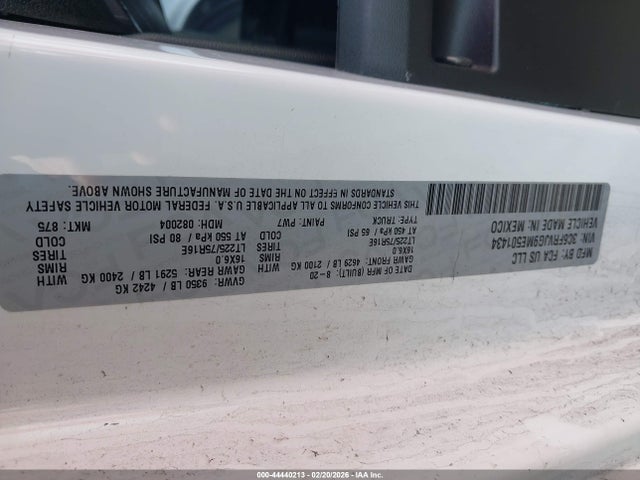 Продаж на аукціоні авто 2021 Ram Promaster 3500 Cargo Van High Roof 159 Wb Ext, vin: 3C6FRVJG9ME501434, номер лоту: 44440213