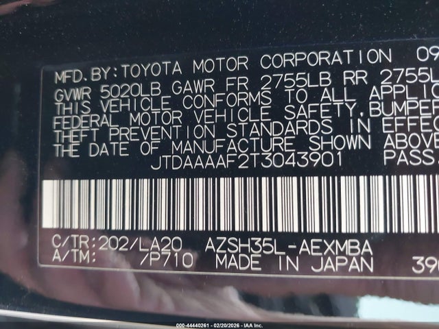 Aukcja sprzedaży 2026 Toyota Crown Xle, vin: JTDAAAAF2T3043901, numer aukcji: 44440261