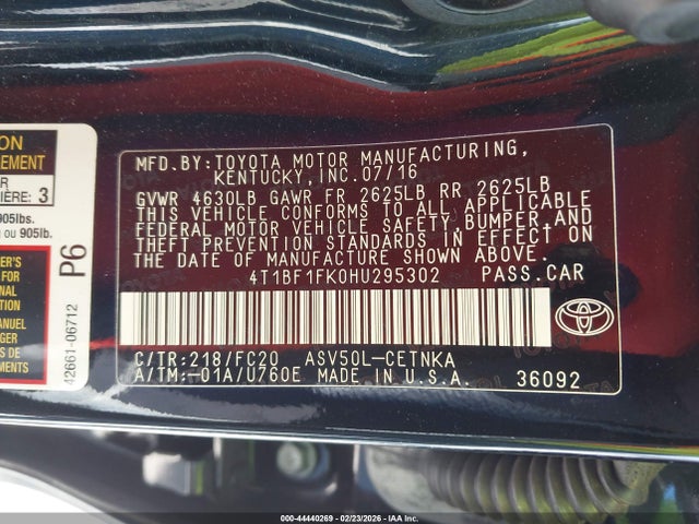 4T1BF1FK0HU295302 Toyota CAMRY LE