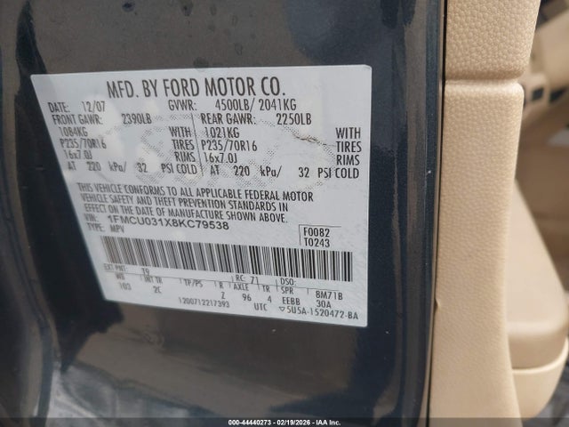 Aukcja sprzedaży 2008 Ford Escape Xlt, vin: 1FMCU031X8KC79538, numer aukcji: 44440273
