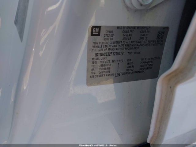 Aukcja sprzedaży 2015 Gmc Canyon Slt, vin: 1GTG6CE32F1215478, numer aukcji: 44440300