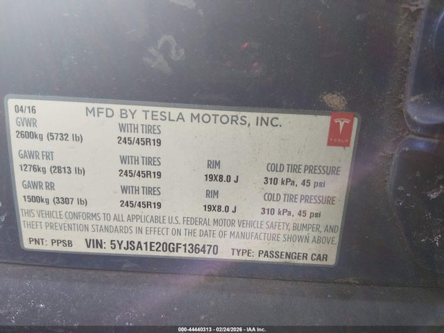 2016 TESLA MODEL S 5YJSA1E20GF136470 Photo 8