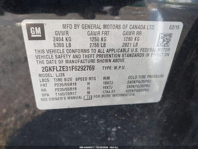Aukcja sprzedaży 2015 Gmc Terrain Denali, vin: 2GKFLZE31F6292769, numer aukcji: 44440371