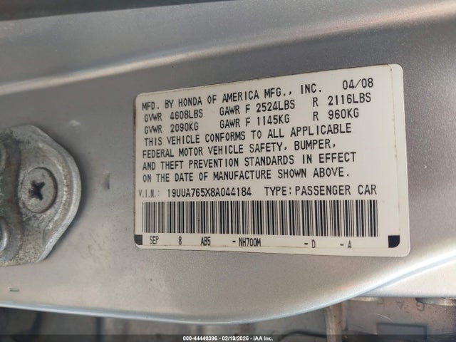 2008 ACURA TL 19UUA765X8A044184 Photo 8