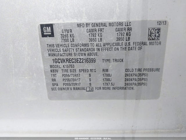 1GCVKREC3EZ216399 Chevrolet Silverado 1500 1lt