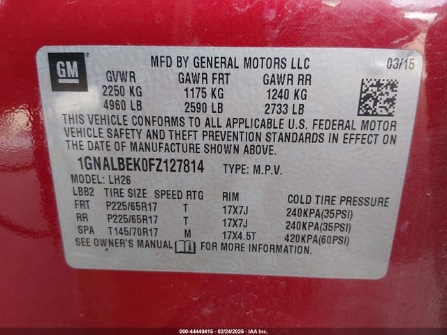 1GNALBEK0FZ127814 Chevrolet EQUINOX 1LT