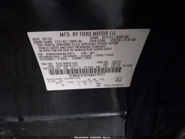 Ford FLEX SEL 2016 2FMGK5C85GBA19977 Image 9