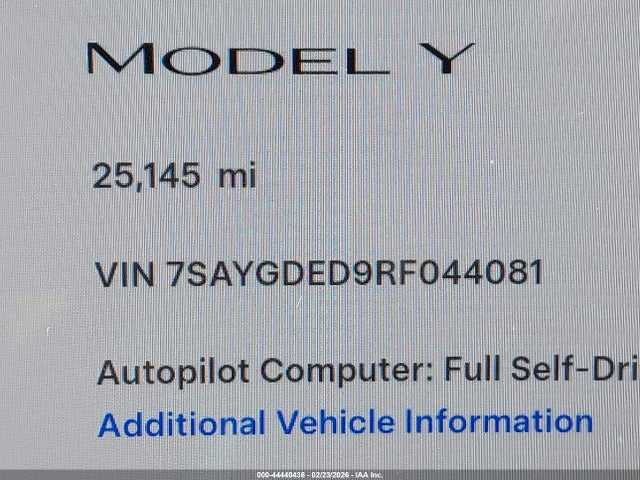 Aukcja sprzedaży 2024 Tesla Model Y Long Range Single Motor Rear-wheel Drive/rwd, vin: 7SAYGDED9RF044081, numer aukcji: 44440436