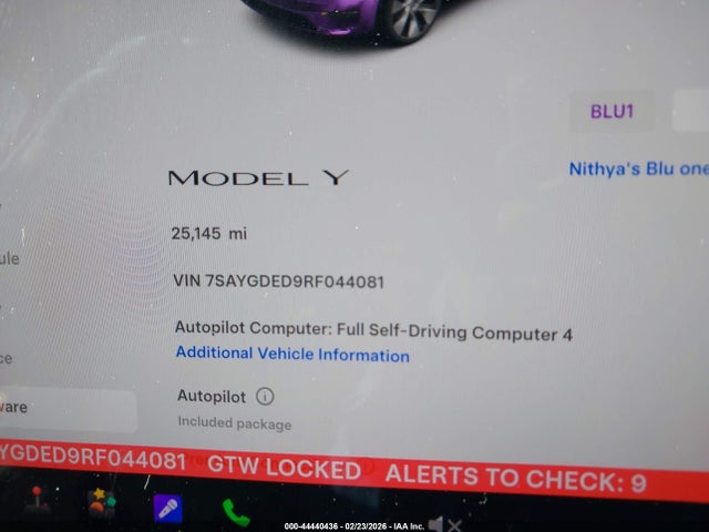 Aukcja sprzedaży 2024 Tesla Model Y Long Range Single Motor Rear-wheel Drive/rwd, vin: 7SAYGDED9RF044081, numer aukcji: 44440436