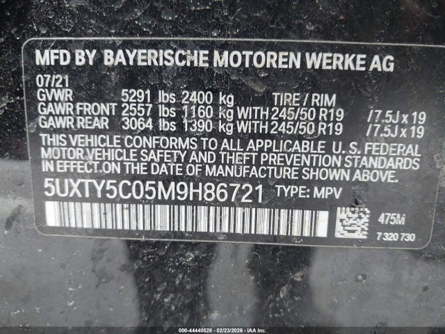 Продажа на аукционе авто 2021 Bmw X3 Xdrive30i, vin: 5UXTY5C05M9H86721, номер лота: 44440528