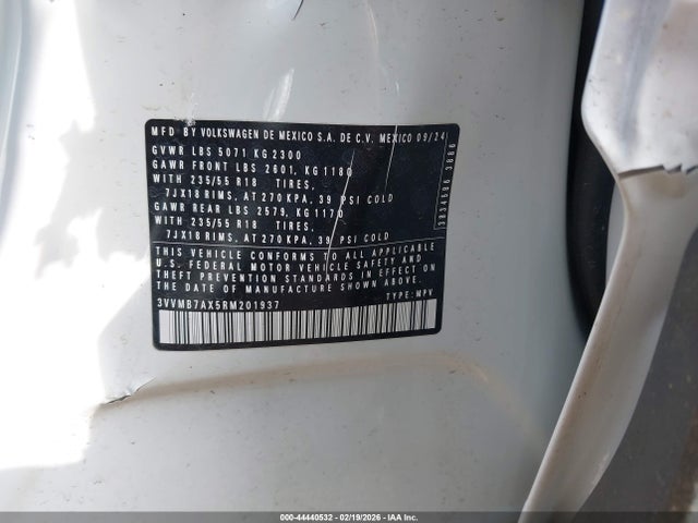 Продаж на аукціоні авто 2024 Volkswagen Tiguan 2.0t Se/2.0t Wolfsburg Edition, vin: 3VVMB7AX5RM201937, номер лоту: 44440532