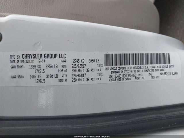 Продаж на аукціоні авто 2014 Chrysler Town & Country Touring, vin: 2C4RC1BGXER454073, номер лоту: 44440553