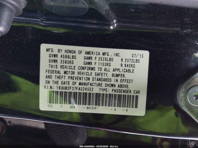 Aukcja sprzedaży 2015 Acura Tlx V6, vin: 19UUB2F37FA024552, numer aukcji: 44440554