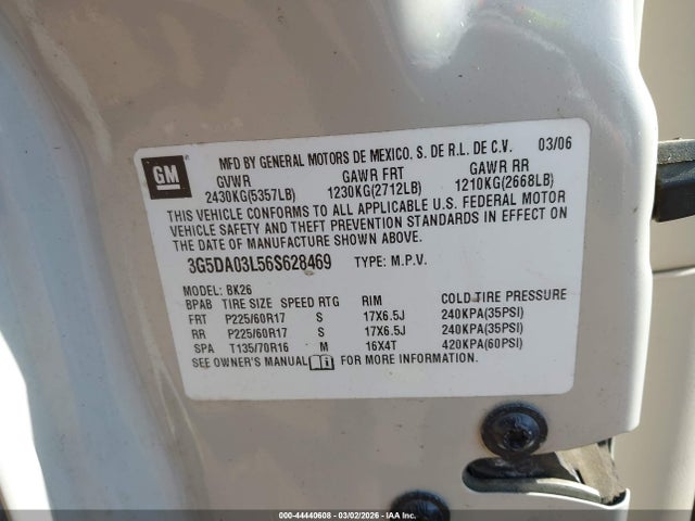 Aukcja sprzedaży 2006 Buick Rendezvous Cx, vin: 3G5DA03L56S628469, numer aukcji: 44440608