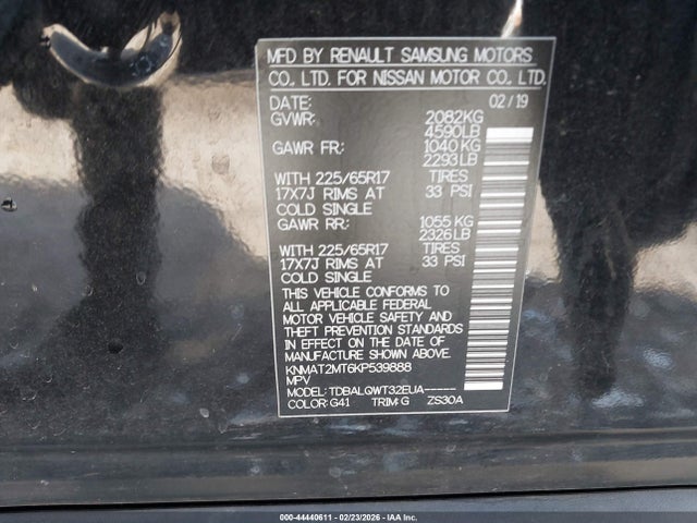 Aukcja sprzedaży 2019 Nissan Rogue Sv, vin: KNMAT2MT6KP539888, numer aukcji: 44440611