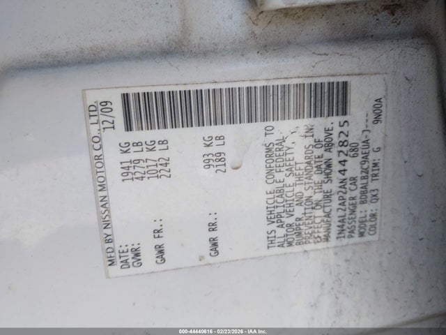 Продаж на аукціоні авто 2010 Nissan Altima 2.5 S, vin: 1N4AL2AP2AN442825, номер лоту: 44440616