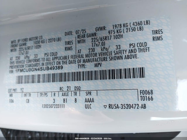 2025 FORD ESCAPE 1FMCU0GN4SUB49389 Photo 8