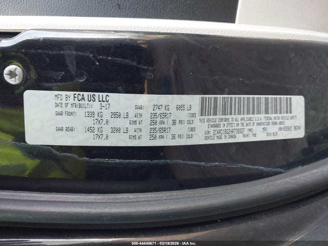Продаж на аукціоні авто 2017 Chrysler Pacifica Touring-l, vin: 2C4RC1BG2HR739337, номер лоту: 44440671