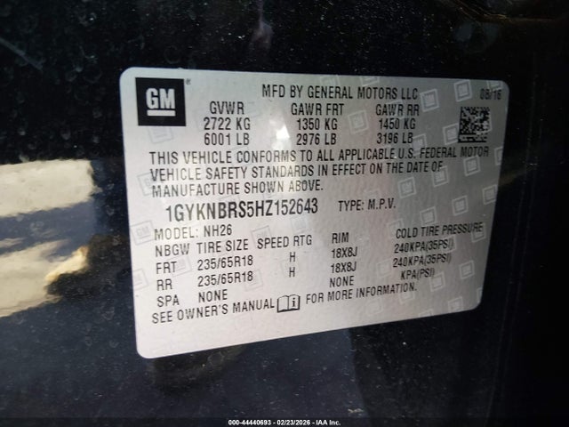 2017 CADILLAC XT5 1GYKNBRS5HZ152643 Photo 8