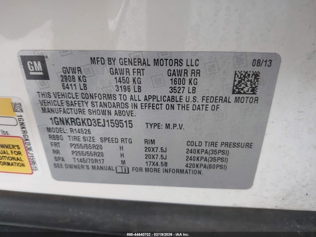 Chevrolet Traverse 1lt 2014 1GNKRGKD3EJ159515 Image 9