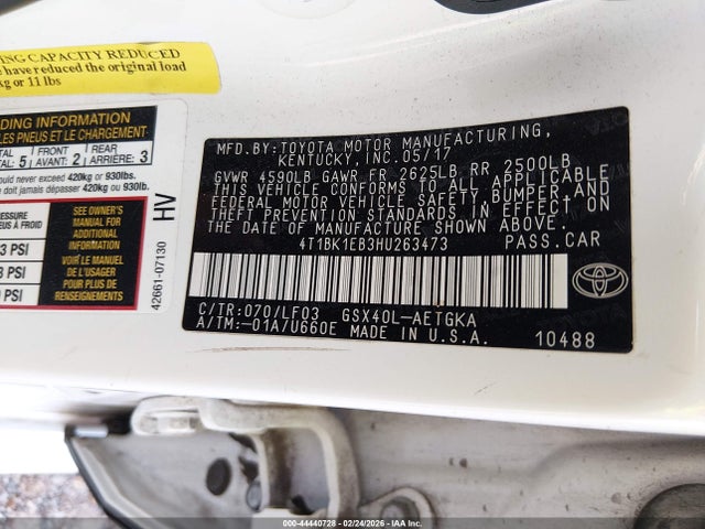 4T1BK1EB3HU263473 Toyota Avalon Xle Premium