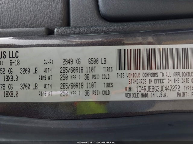 2018 JEEP GRAND CHEROKEE 1C4RJEBG3JC447272 Photo 8