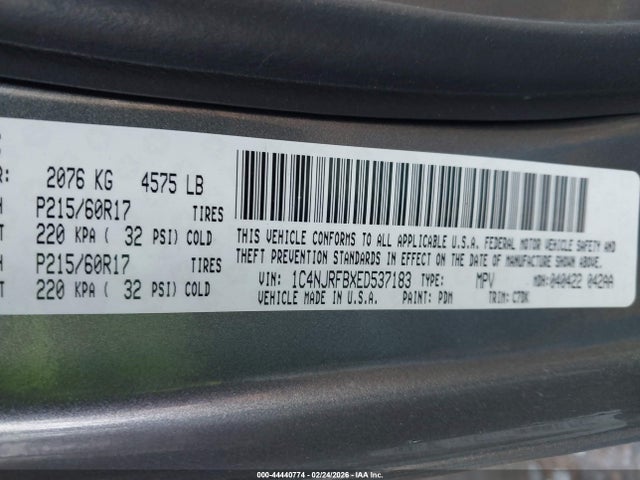 Продажа на аукционе авто 2014 Jeep Patriot Latitude, vin: 1C4NJRFBXED537183, номер лота: 44440774