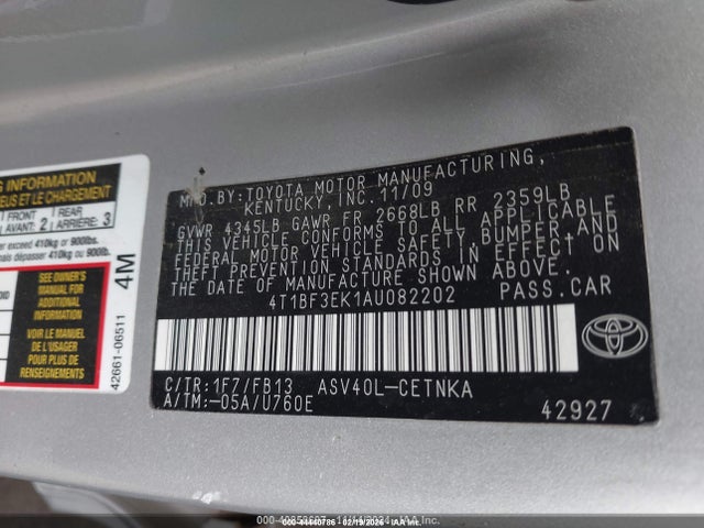 44440786 :رقم المزاد ، 4T1BF3EK1AU082202 vin ، 2010 Toyota Camry Le مزاد بيع